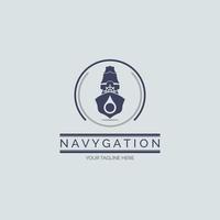 Navigationsschiff-Pin-Point-Logo-Designvorlage für Marke oder Unternehmen und andere vektor