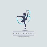 Ballerina-Tanzschule und Studio im Ballett-Bewegungstanzstil-Logoschablonen-Designvektor für Marke oder Firma und andere vektor