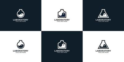 uppsättning laboratorievetenskap logotyp vektor