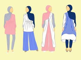 satz der kollektion hijab mädchen tragen moderne und neueste kleidung vektor