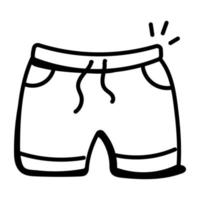 Sommerkleidung, Doodle-Ikone von Shorts vektor