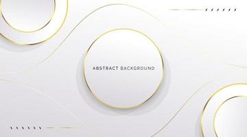 abstrakt minimalistisk vit bakgrund med guldkontur vektor