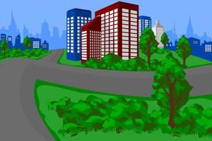 redigerbar vektor av stadslandskap med grön miljö för stadsliv miljörelaterad illustration