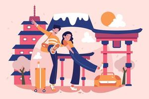 bästa vän resa till japan illustration vektor