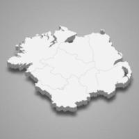 3D isometrisk karta över Ulster är en provins i Irland vektor
