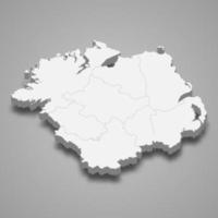 isometrische 3d-karte von ulster ist eine provinz von irland vektor