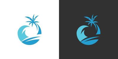 blaues Insel-Vektor-Logo-Design-Konzept. vektor