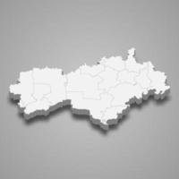 3d-karta regionen i Ryssland vektor