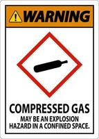 ghs-warnzeichen für komprimiertes gas auf weißem hintergrund vektor