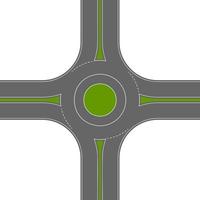 Draufsicht des leeren Kreisverkehrs. kreisförmige Verkehrskreuzung. Runde Straßenkreuzung