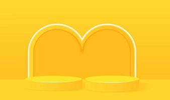 Zylinderhintergrund abstrakte minimale Szene mit gelber geometrischer Plattform. Sommer Hintergrund Vektor 3D-Rendering mit Podium. stehen, um Produkte zu zeigen. bühnenschaufenster auf sockel modernes gelbes 3d-studio
