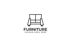 minimalistisches Interieur Sofa Linien Logo Design Vektor Icon Symbol Illustration