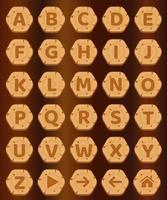 Hexagon Knöpfe Holz az Alphabet Wörter Spiel. vektor