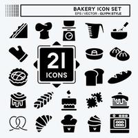 Icon-Set Bäckerei. geeignet für Bäckereisymbol. Glyphen-Stil. einfaches Design editierbar. Design-Vorlagenvektor. einfache Abbildung vektor