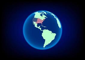 grafisk design USA flagga på karta med blå bakgrund vektorillustration vektor