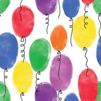 niedlicher Vektor nahtloser Musterhintergrund mit aquarellstrukturierten bunten Luftballons. geburtstag, urlaub, party, hochzeit heller positiver hintergrund.