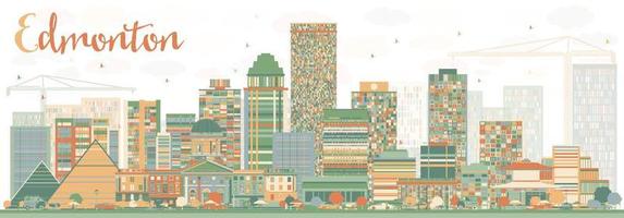 abstrakte Skyline von Edmonton mit farbigen Gebäuden.