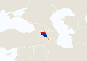 Europa med markerad karta över Armenien. vektor