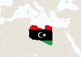 afrika mit hervorgehobener libyenkarte. vektor