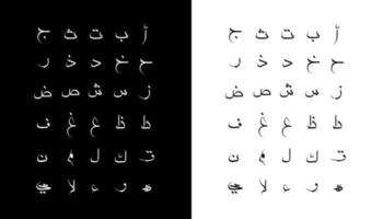 arabisk kalligrafi alfabet översatt "abc" arabiska bokstäver alfabet teckensnitt bokstäver islamisk logotyp vektorillustration vektor