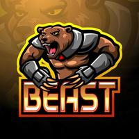 beast bear esport logotyp maskot design vektor