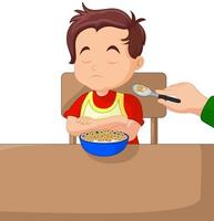 illustration av en pojke som äter spannmål vektor