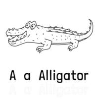 alfabetet bokstaven a för alligator målarbok, målar djur illustration vektor