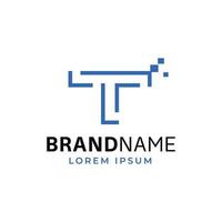 bokstav t logotyp med en unik modern och minimalistisk form vektor