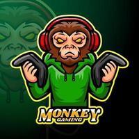 gaming monkey esport logotypdesign vektor