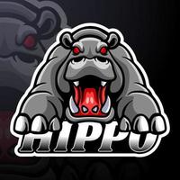 hippo esport logo maskottchen design vektor