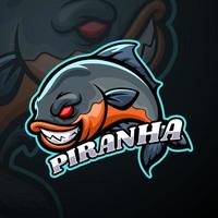Piranha-Esport-Logo-Maskottchen-Design vektor