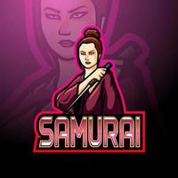 samurai girl esport logotyp maskot vektor