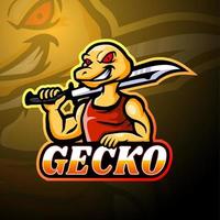 gecko esport logotyp maskot design vektor