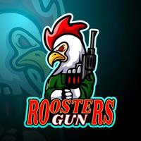 rooster esport logotyp maskot design vektor