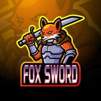 fox sword esport logotyp maskot design vektor