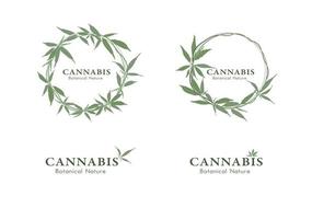 logotyp samling med cannabis ornament vektor