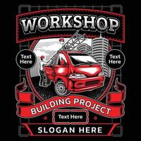 Workshop-Bauprojekt-T-Shirt-Design vektor