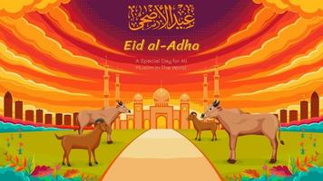 skymningshimlen på eid al-adha vektor