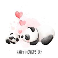 baby och mamma panda, panda vektorillustration vektor