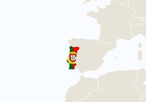 Europa med markerad portugalkarta. vektor