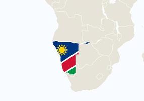 Afrika med markerad namibiakarta. vektor