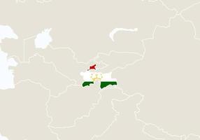 asien med markerad karta över tadzjikistan. vektor