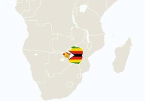 Afrika mit hervorgehobener Simbabwe-Karte. vektor
