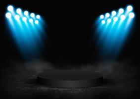 blå spotlight podium mörk cirkel piedestal scen för produkt display vektor