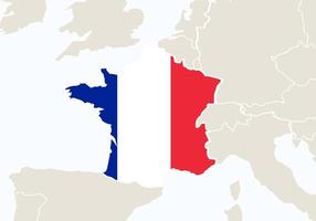 Frankrike med markerad Frankrikekarta. vektor