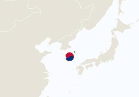 Asien mit hervorgehobener Südkorea-Karte. vektor