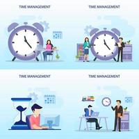 zeitmanagementkonzept, flacher vektorvorlagenstil geeignet für web-landingpage, hintergrund. vektor