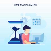 zeitmanagementkonzept, flacher vektorvorlagenstil geeignet für web-landingpage, hintergrund. vektor
