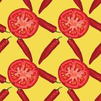 tomat och röd chili sömlös design vektor