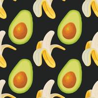 nur avocado und banane nahtloses muster vektor